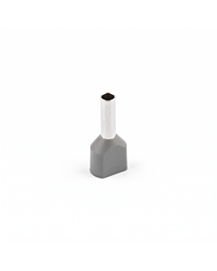 Twin Insulated Bootlace Wire Crimp Ferrule End Terminal Lug-Grey-0.5 sqmm