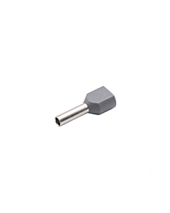 Twin Insulated Bootlace Wire Crimp Ferrule Terminal Lug Grey 0.75 sqmm 12mm Pin