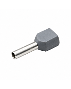 Twin Insulated Bootlace Wire Crimp Ferrule End Terminal Lug-Grey-0.5 sqmm