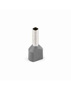 Twin Insulated Bootlace Wire Crimp Ferrule End Terminal Lug-Grey-1.5 sqmm (TE1512)   