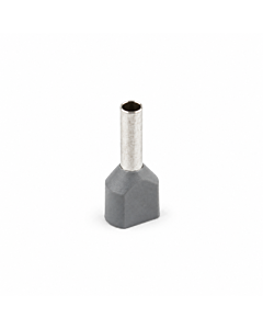 TE2510 Twin Insulated Bootlace Ferrule 2.5 sq.mm Grey Wire Crimp Lug
