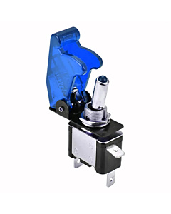 Heavy Duty Missile Toggle Switch with Blue LED 12V - ProSpec Grade with Blue Safety Flip Cover