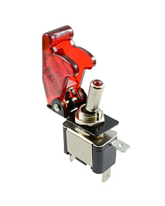 Heavy Duty Missile Toggle Switch with Red LED 12V - ProSpec Grade with Safety Flip Cover