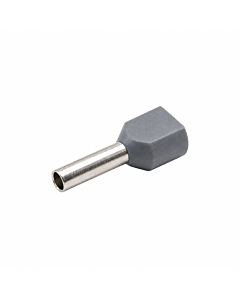 Twin Insulated Bootlace Wire Crimp Ferrule End Terminal Lug Grey 0.75sqmm