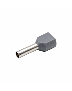 Twin Insulated Bootlace Wire Crimp Ferrule End Terminal Lug Grey 1.0 sqmm