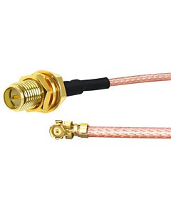 IPEX 1 (U.FL) to RP-SMA Female Bulkhead Pigtail - 10cm RG178 Cable (11mm Long Thread)
