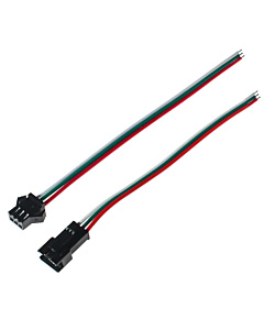 JST SM 3-Pin Connector Pair (Male + Female) with 15cm Wire - For WS2812B LED Strips