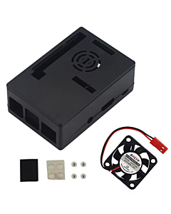 Black ABS Enclosure Case for Raspberry Pi 5B with Active 5V Cooling Fan
