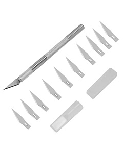 Non-Slip Metal Handle Scalpel Knife 10pcs Sharp Blades  Engraving Cutter Tool Kit Repair DIY Art
