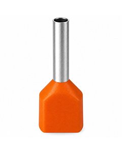 Twin Insulated Bootlace Wire Crimp Ferrule Terminal Lug Orange 0.75 sqmm