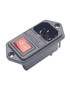 IEC C14 3-Pin AC Power Socket with Fuse Holder & Switch Male Connector Panel Mount Screw Fit