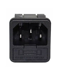 IEC C13 3-Pin AC Power Socket with Fuse Holder Male Connector Panel Mount Snap Fit