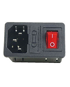 IEC C14 3-Pin AC Power Socket with Fuse Holder & Switch Male Connector Panel Mount Snap Fit
