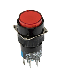 ProMax PST16240RL Push Button Latching Switch Round 240V Red Indicator Light