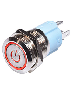 16mm ProMax PPS16220RPL-01F Metal Push Button Switch Waterproof Latching Red Common NO