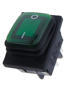 ProMax 250V Green Light 16A DPST Rocker Switch  2 Position ON OFF Latching Control KCD4 IP67