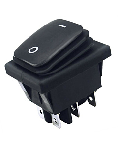 ProMax 16A 250V DPDT Rocker Switch Black 2 Position ON OFF Latching Control KCD4 IP67