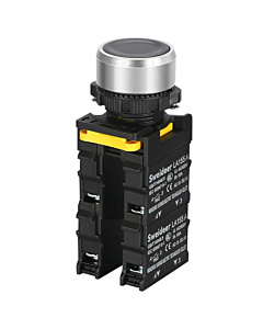 Promax LA155A 10A 22mm Flat Round Head Push Button Momentary Switch Black 2NC 2 NO IP65 