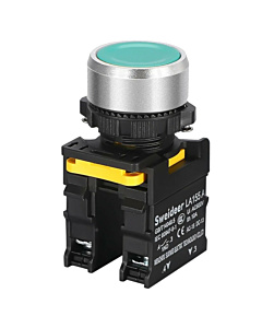 Promax LA155A 10A 22mm Flat Round Head Push Button Momentary Switch Green 2NO IP65 