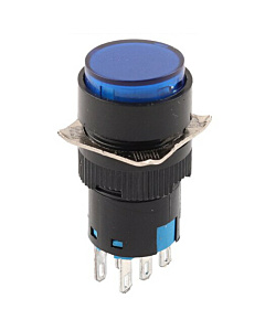 ProMax PST16240BM Push Button Momentary Switch Round 240V Blue Indicator Light 