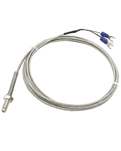 PT100 Temperature Sensor - 3-Wire RTD, 2m Braided Cable M6 Screw Probe