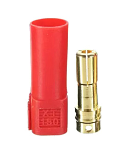 XT150 Male Connector Set - Red 10mm Shroud Housing & Gold-Plated Prong Bullet (ESC/Motor Side)