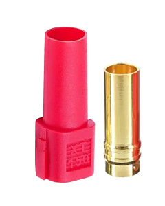 XT150 Female Connector Set - 8mm Red Shroud Housing & Gold-Plated Female Socket (Battery Side)