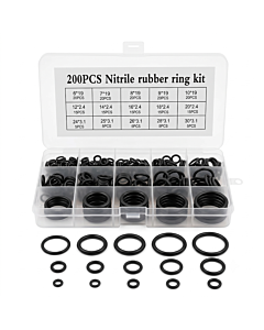 200-Piece Nitrile Rubber O-Ring Seal Assortment Kit Mixed Sizes with Storage Box