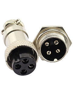 GX16 4-Pin Aviation Connector Set - Male/Female Pair with Screw Lock