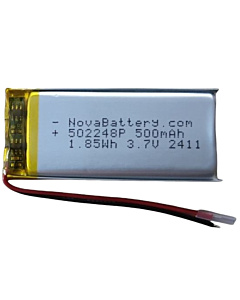 3.7V 500mAh LiPo Battery (502248) - 1.85Wh Lithium Polymer Cell with Protection PCB