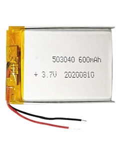 3.7V 600mAh LiPo Battery (503040) - 2.22Wh Lithium Polymer Cell with Protection PCB