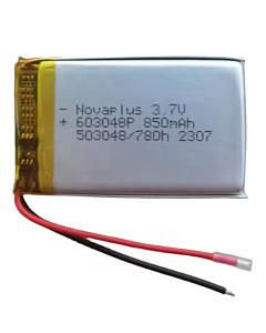 3.7V 850mAh LiPo Battery (603048) - 3.14Wh Lithium Polymer Cell with Protection PCB