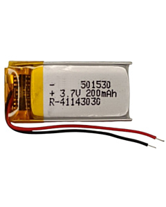 3.7V 200mAh LiPo Battery (501530) - Compact Lithium Polymer Cell with Protection PCB