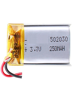 3.7V 250mAh LiPo Battery (502030) - Compact Lithium Polymer Cell with Protection PCB