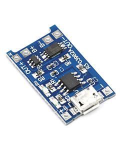 TP4056 Li-Ion Battery Charging Board Micro USB with Current Protection (1A, 5V)