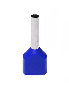 Twin Insulated Bootlace Wire Crimp Ferrule End Terminal Lug-Blue-0.5 sqmm