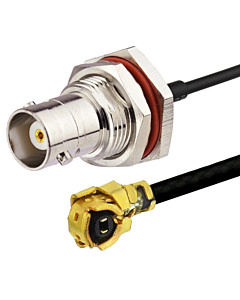 U.FL (IPEX) to BNC Female Bulkhead Pigtail - 15cm (Panel Mount Jack)