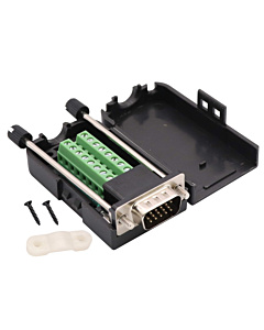 VGA 15Pins 3 Row Male To Screw Terminal Block Adapter Breakout With Case