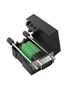 VGA 15Pins 3 Row Male To Screw Terminal Block Adapter Breakout With Case