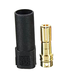 XT150 Male Connector Set - Black 10mm Shroud Housing & Gold-Plated Prong Bullet (ESC/Motor Side)