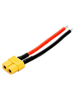 XT30 Female Connector with 16AWG High Temp Silicone Wire Pigtail - 10cm