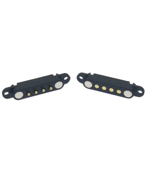 4P Magnetic Spring Loaded Pogo Pin Male Female Connector Socket 2.54 MM Pitch DIP With Mounting Hole
