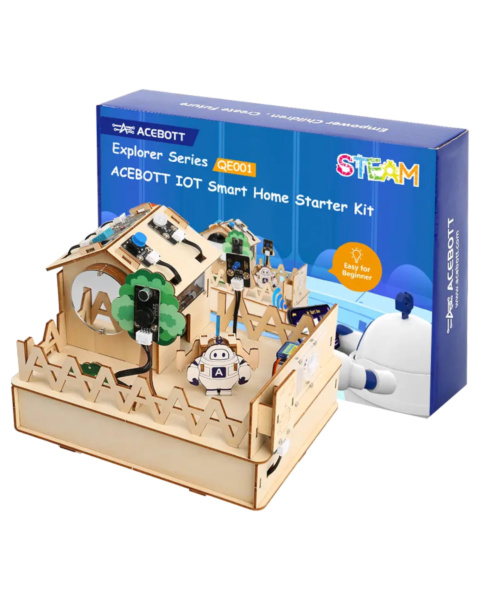 ACEBOTT QE001 Easy-Plug ESP32 Smart Home IoT Starter Kit (Wooden House & App Control)