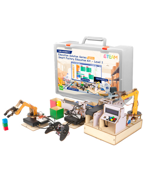 ACEBOTT Smart Factory STEM Starter Educational DIY Kit Robotic Arm Sorting Warehouse ESP32 Wifi-IoT QE031