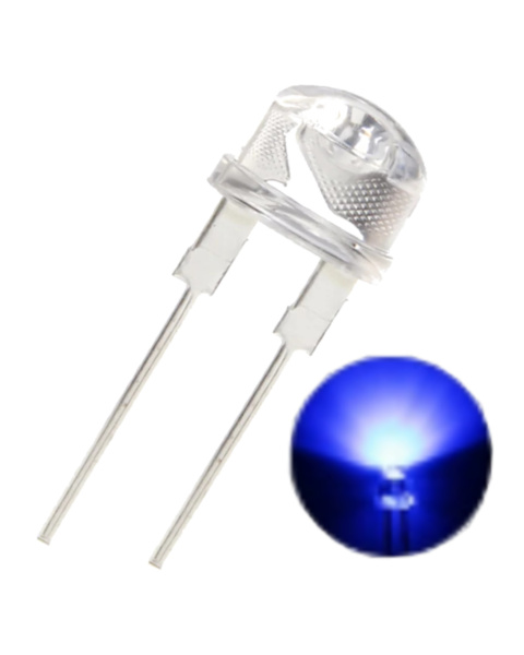 5mm Straw Hat LED - High Brightness Wide Angle Clear Lens (White/Purple Glow, Short Legs)