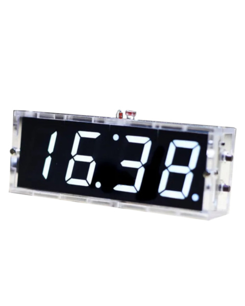 Digital Led Clock and Temperature Unassembled DIY Kit 4-digit Display Transparent Case White light