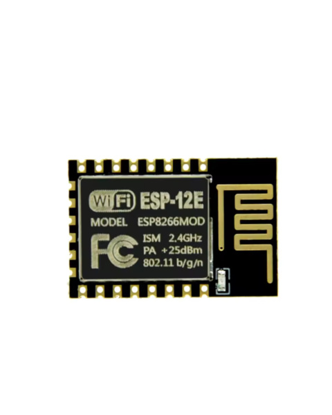 ESP8266 ESP-12E WiFi Module Top View, ESP-12E Serial Transceiver Bottom, Arduino IoT WiFi Connectivity Board, ESP8266 Pinout and Castellated Edges, ESP12E Module Size Comparison