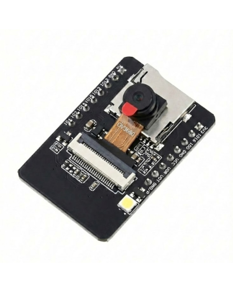 ESP32-CAM MB Development Board with OV3660 Lens, OV3660 3MP Camera Module Close-up, ESP32-CAM Micro USB Test Shield Connected, ESP32-CAM OV3660 Side View, Pinout Diagram of ESP32-CAM MB