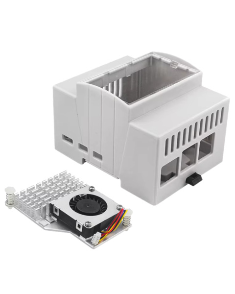 Modular DIN Rail Electrical Box Case for Raspberry Pi 5 - ABS Enclosure with Active Cooler