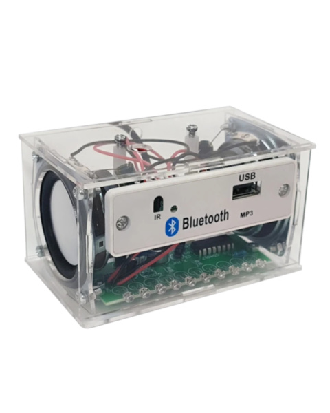 Mini Bluetooth Speaker Unassembled DIY Kit Flashing Light IR Remote Acrylic Case 